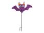 Piquet de jardin chauve-souris violet avec yeux lumineux et oreilles en bonbon de maïs, pour Halloween.