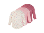 Lot de 3 bodys bébé à manches longues: un à motif floral, deux roses unis.