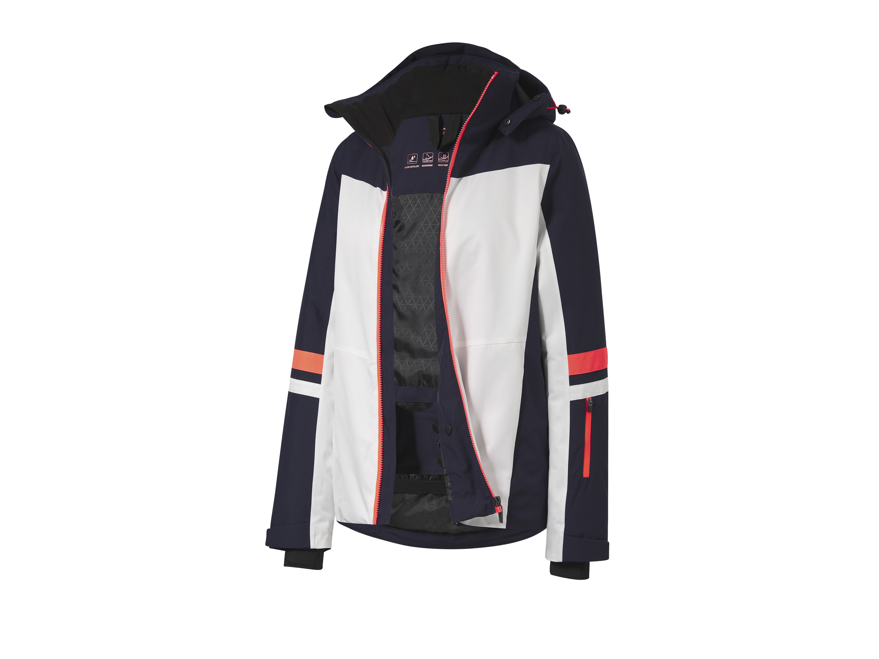 CRIVIT Veste de ski femme  (blanc/bleu marine/corail)