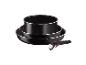 Ensemble de casseroles et poêles Tefal noires.