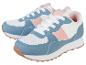 Deux paires de baskets bleu pastel et rose pâle.