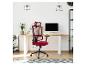 Chaise de bureau ergonomique rouge dans un bureau moderne avec un bureau en bois et un ordinateur.