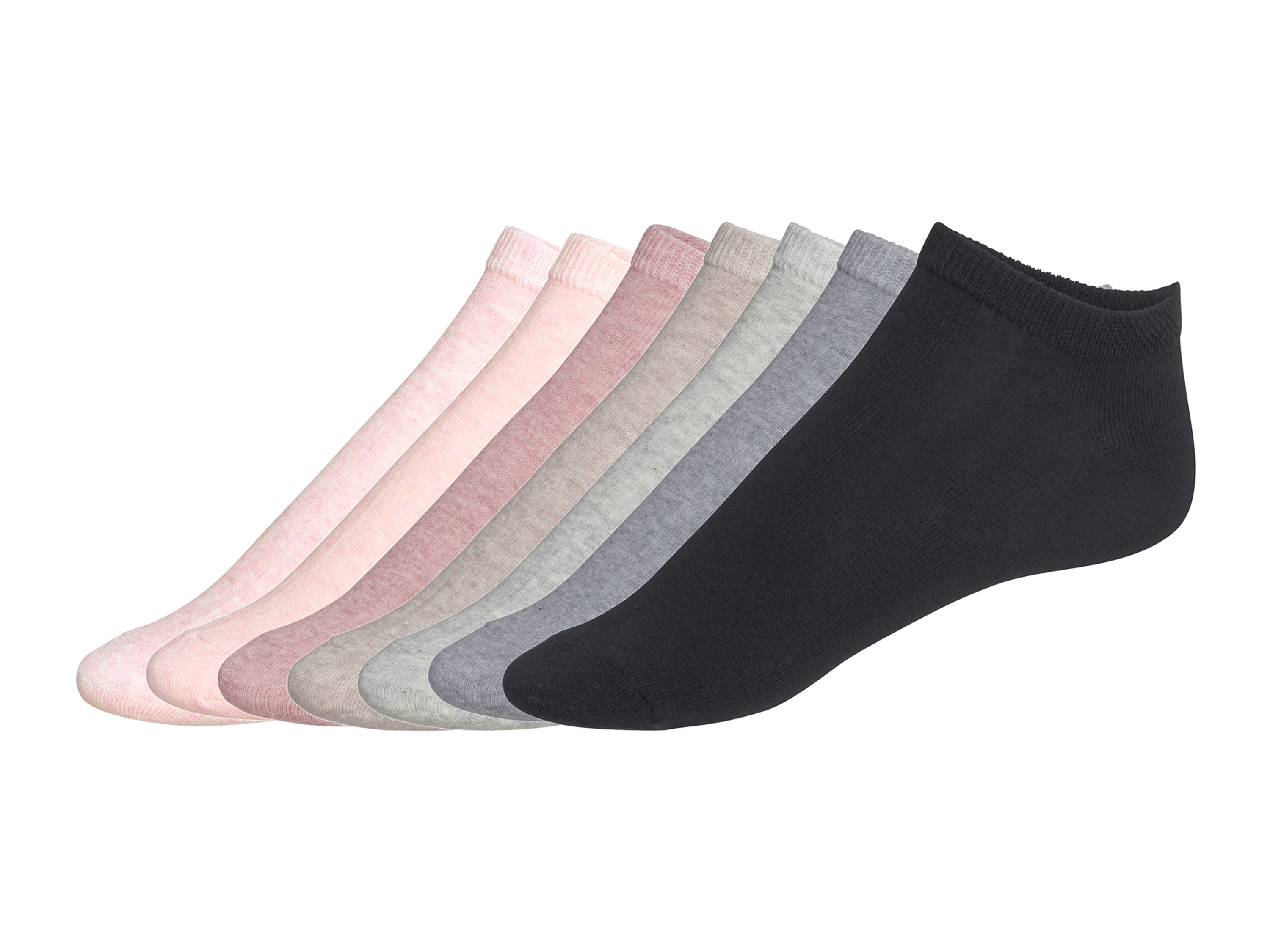 esmara® Lot de 7 paires de socquettes femme (rose/beige/noir, 35-38)