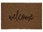 Paillasson marron avec l'inscription « welcome ».