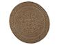 Tapis rond tressé marron avec motif en chevrons.