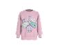Sweat-shirt rose avec texte « BEST FRIENDS » et personnages de dessins animés