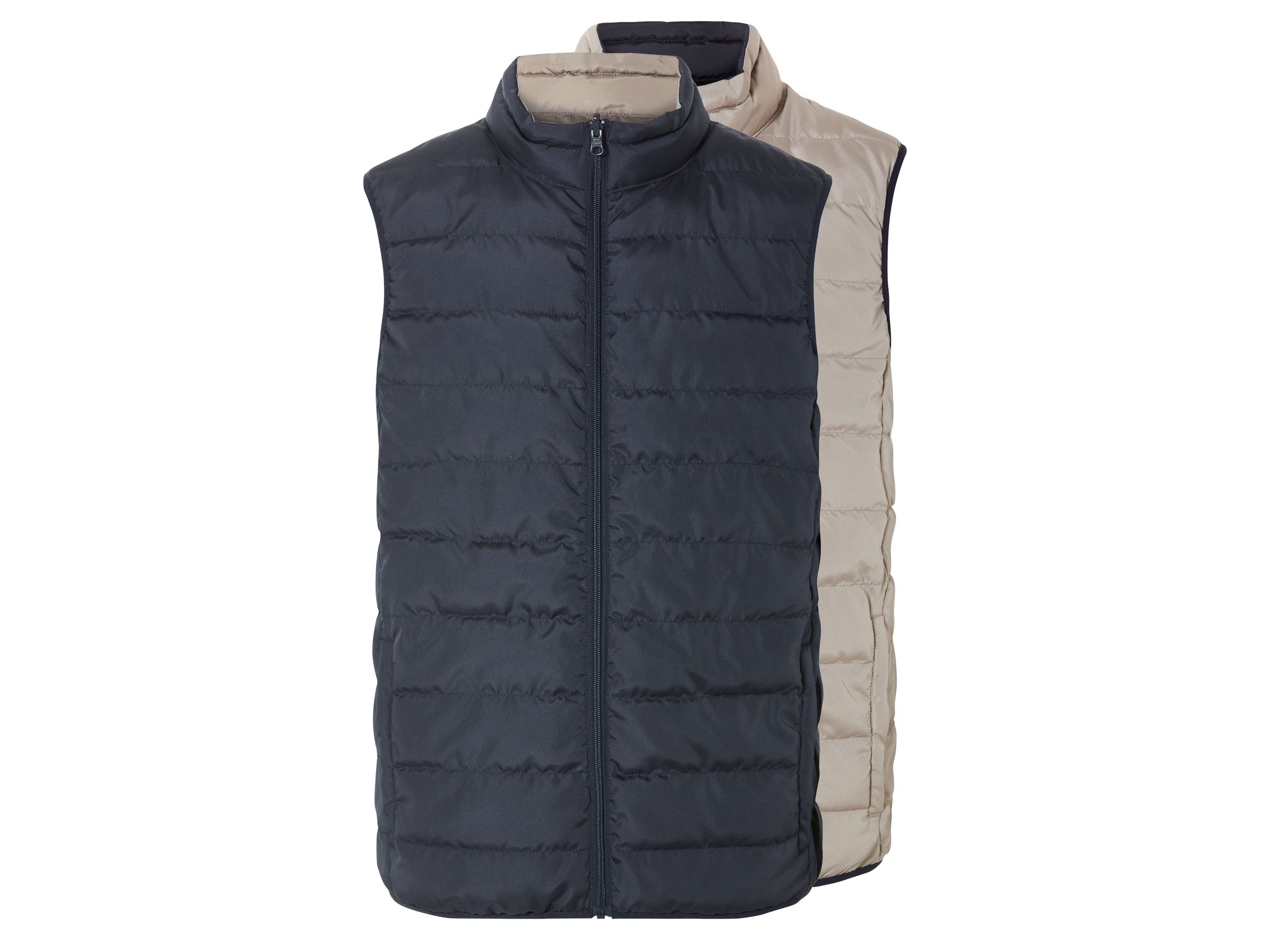 LIVERGY® Veste sans manches réversible homme (S, bleu foncé/beige)