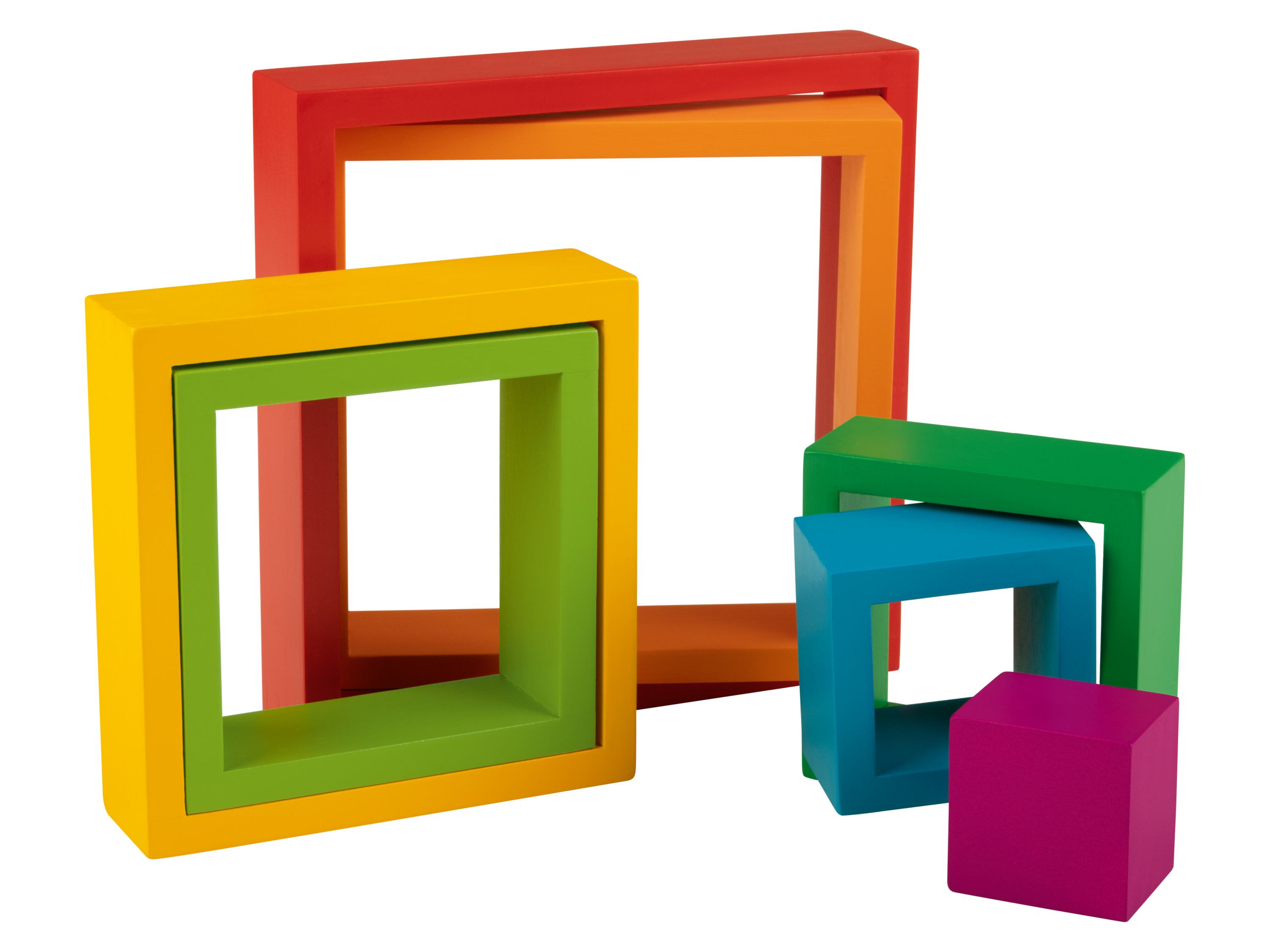 Playtive Jouets en bois Montessori (Carrés empilables arc-en-ciel)