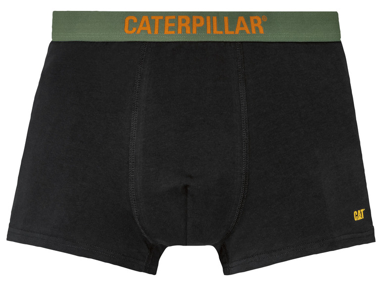 Boxers noirs Caterpillar avec une bande verte.