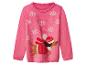 Pull rose avec motif teckel et flocons de neige