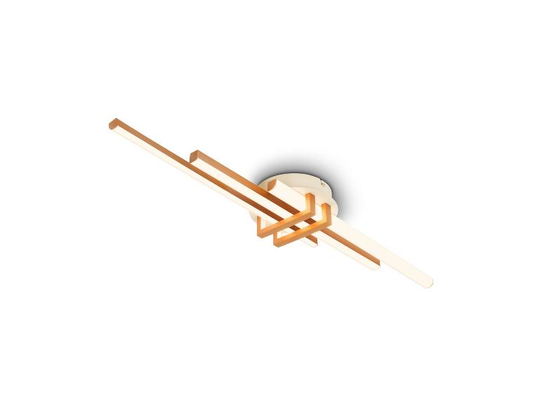 Plafonnier moderne avec barres LED linéaires dans une finition chaude et marron clair.