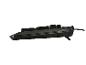 Clavier d'ordinateur noir avec vue latérale et support relevé.
