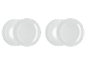 Deux paires d'assiettes blanches empilées.