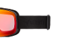 Masque de ski avec lentille orange-rouge et sangle noire avec logo en relief.