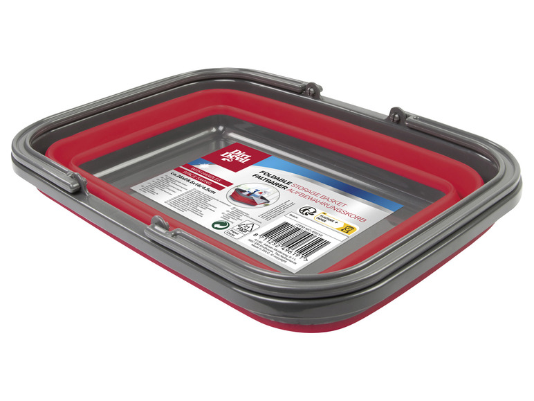 Un panier de rangement pliable Dirt Devil avec des poignées.