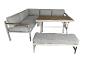 Ensemble de canapé de jardin gris et table avec accents en bois, idéal pour l'extérieur.