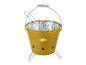 Barbecue Grill Meister : seau jaune avec grille et accessoires.
