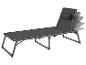 Chaise longue pliable réglable avec appui-tête.