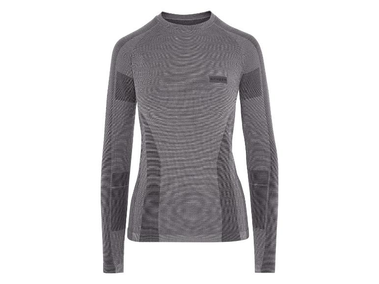 Haut thermique gris Spyder à manches longues avec détails texturés.
