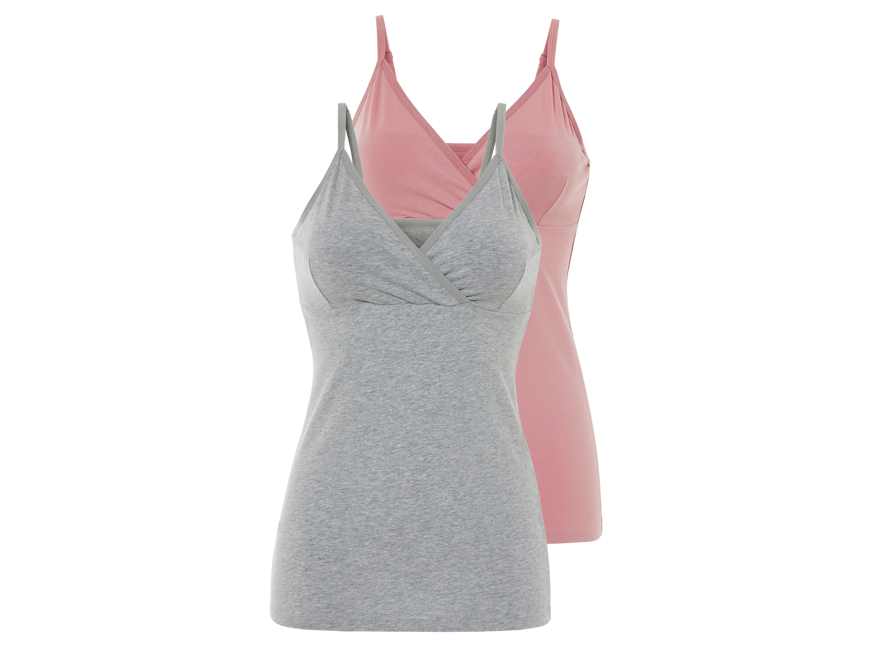 esmara® Lot de deux débardeurs d'allaitement femme (gris/rose, S(34/36))