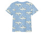 Un t-shirt bleu clair avec un imprimé avion.