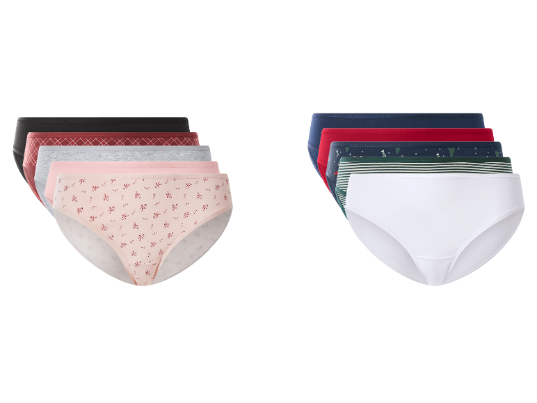 Slips ESMARA® pour femme en lot de 5 avec motifs de Noël