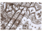 Gros plan sur une couverture en polaire douce avec un motif nordique marron et blanc