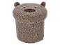 Pouf de rangement marron en forme d'ours en peluche avec une surface duveteuse.