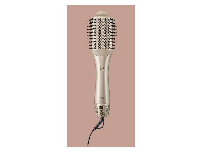 Brosse à cheveux rotative dorée Cien Beauty avec cordon noir.