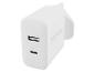 Chargeur mural blanc TRONIC avec port USB-C et USB-A.