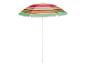 Parasol de plage rayé, couleurs vives, idéal pour l'été.