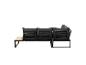 Banc de jardin gris foncé avec table d'appoint en bois et cadre métallique