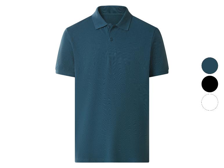 Polo homme à manches courtes bleu foncé avec boutons, avec options de couleur.