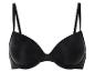 Un soutien-gorge noir avec des bonnets lisses et des bretelles fines.
