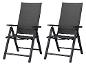 Deux chaises pliantes noires avec assise en mesh.