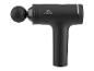 Pistolet de massage noir avec un embout arrondi sur fond blanc.