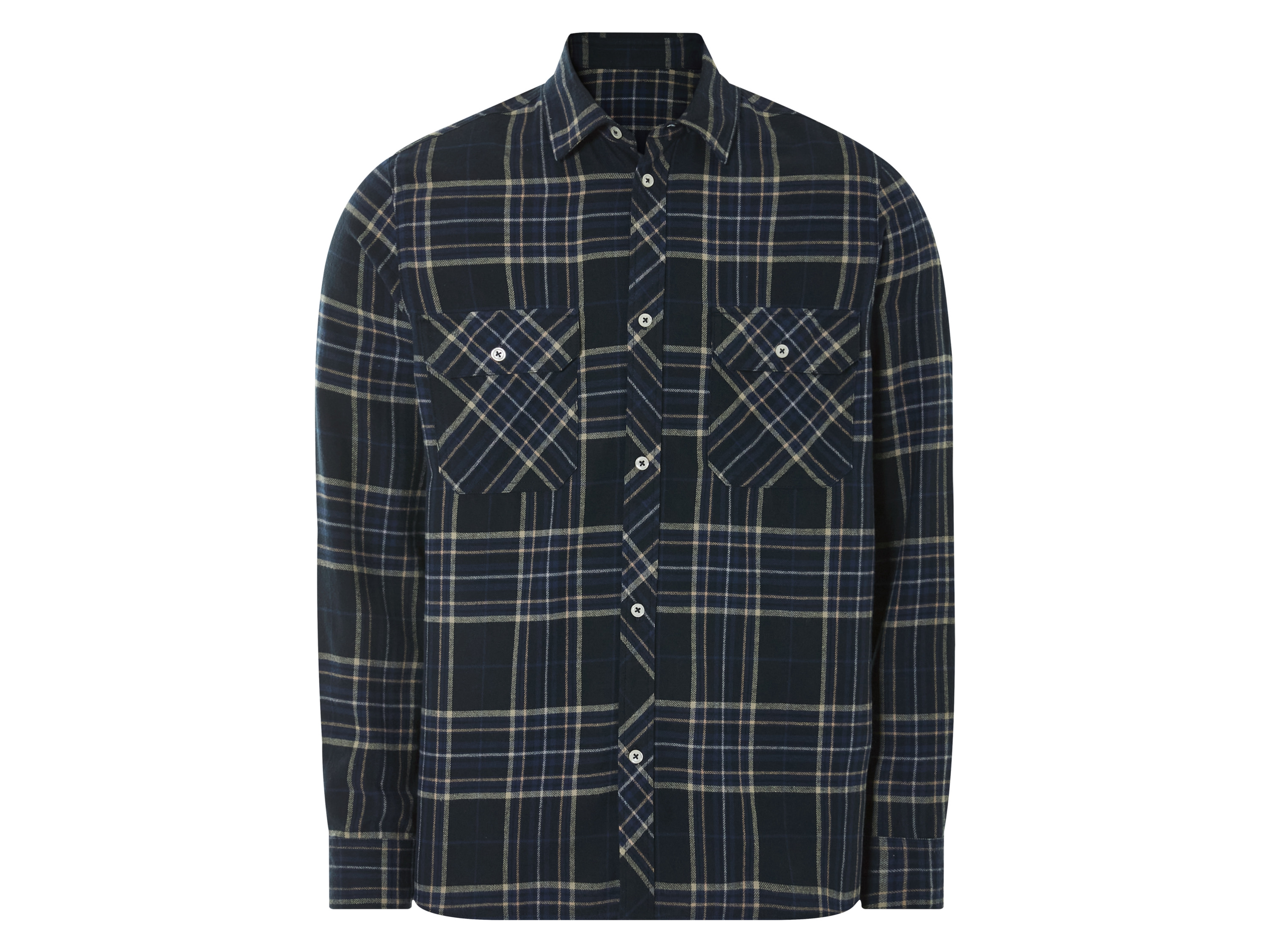 LIVERGY® Chemise en flanelle homme (noir/bleu/à carreaux, S (37/38))