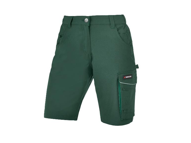 Short de travail Parkside vert avec plusieurs poches.