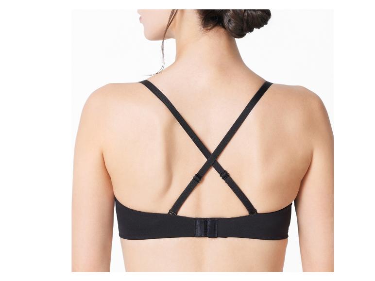 Soutien-gorge noir avec bretelles croisées dans le dos.