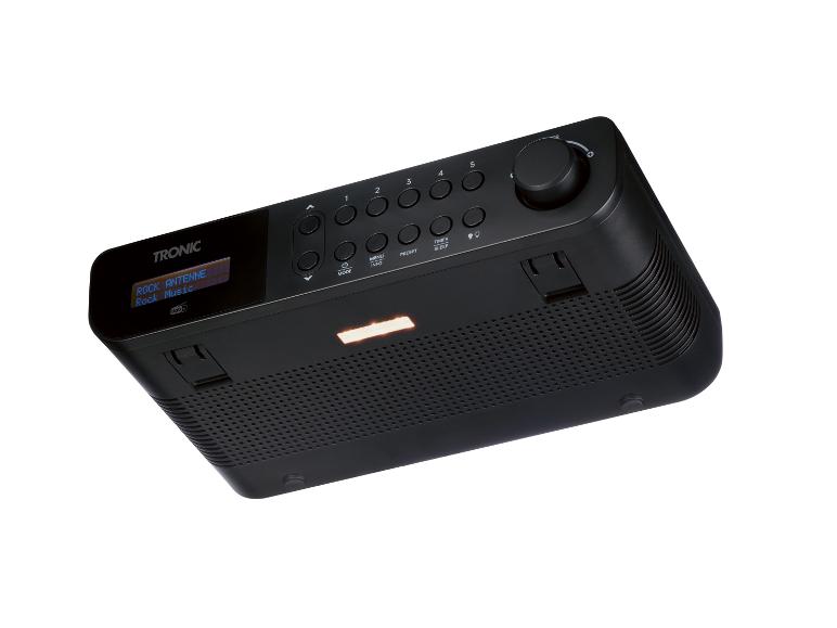 Radio numérique TRONIC noire avec écran et boutons de commande.