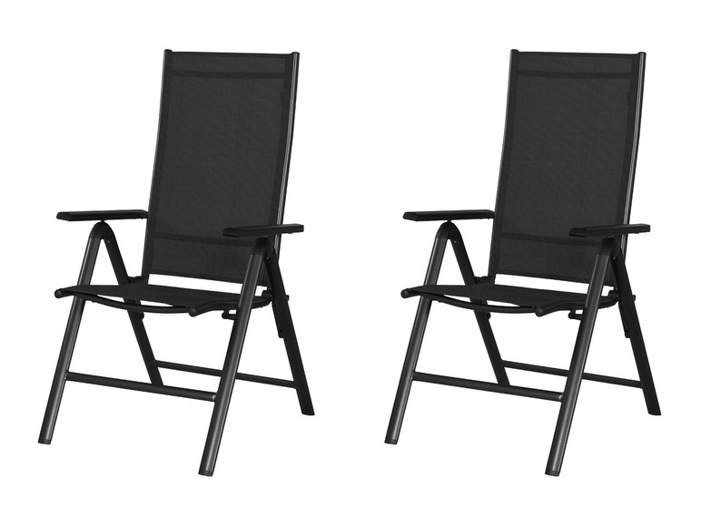 Aller en mode plein écran : LIVARNO home Lot de 2 fauteuils en aluminium Houston, noir - Image 1