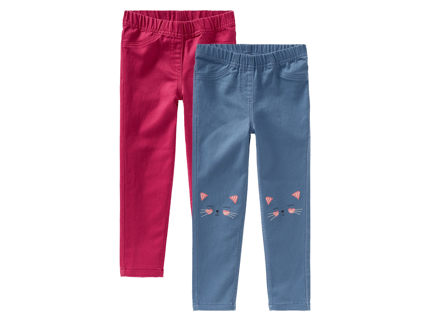 lupilu® Lot de 2 treggings petite fille (rouge/bleu)