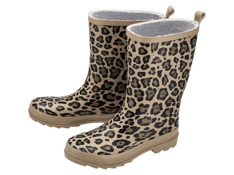 Bottes de pluie imprimé léopard avec doublure en fausse fourrure