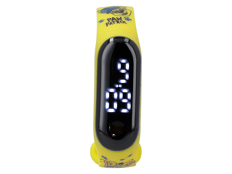 Montre LED jaune à bracelet, sur le thème de Pat' Patrouille.