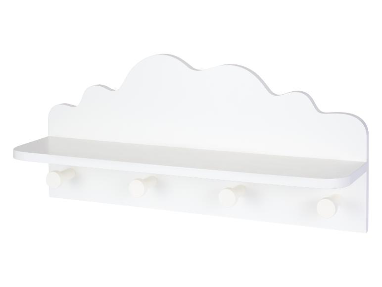 Étagère blanche en forme de nuage avec quatre crochets
