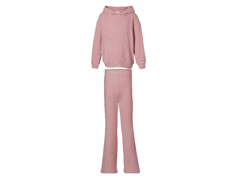 LUPILU® Ensemble deux pièces en maille thermique douce pour fille en rose.