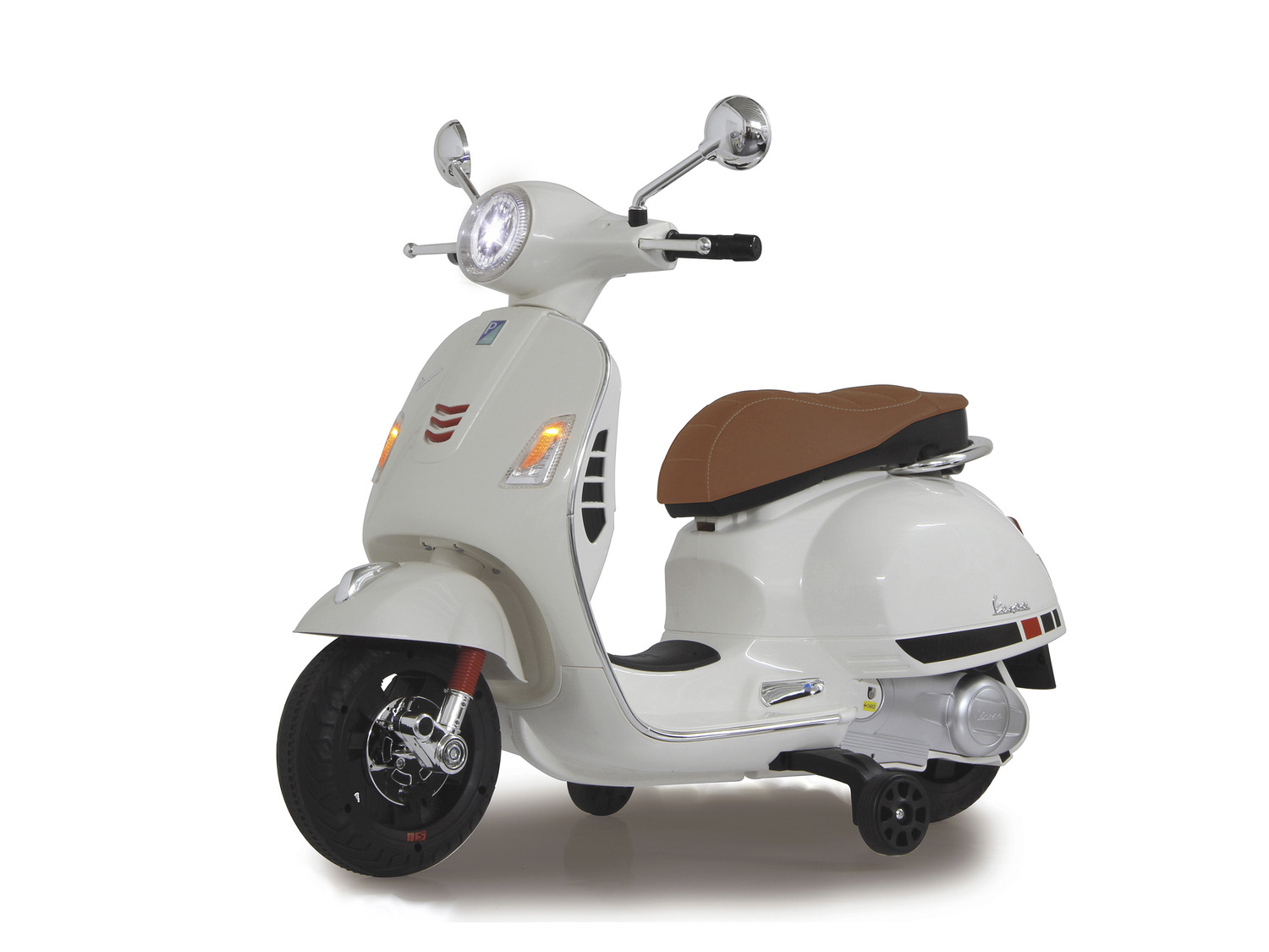 Scooter électrique pour enfant sous licence Vespa GTS 6 V avec petites  roulettes