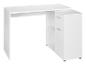 Bureau d'angle blanc avec étagères et tiroirs