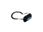Une leash Mistral noire avec un cordon enroulé pour le surf.