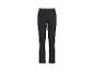 Pantalon noir pour femme avec un bouton marron à la taille.